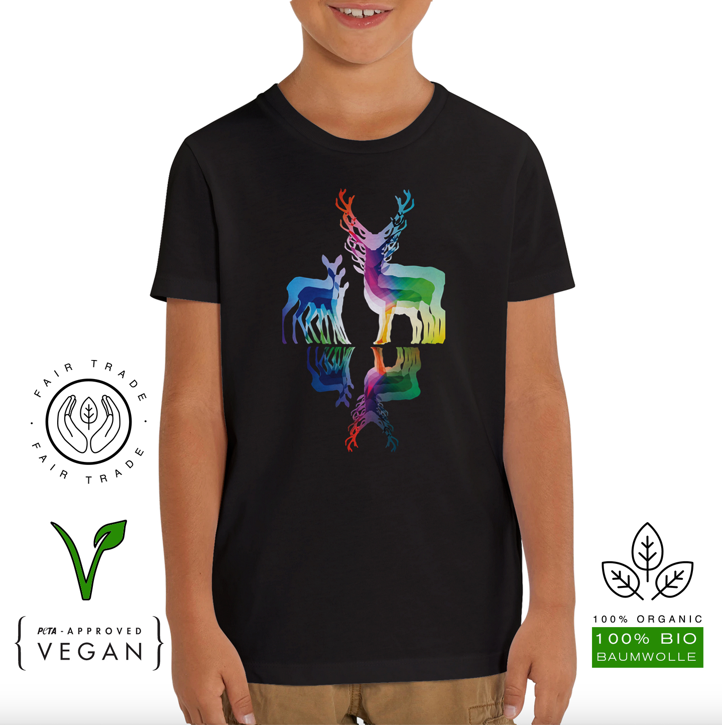 Kinder T-Shirt (Bio-Baumwolle, vegan) Partnerschaft schwarz