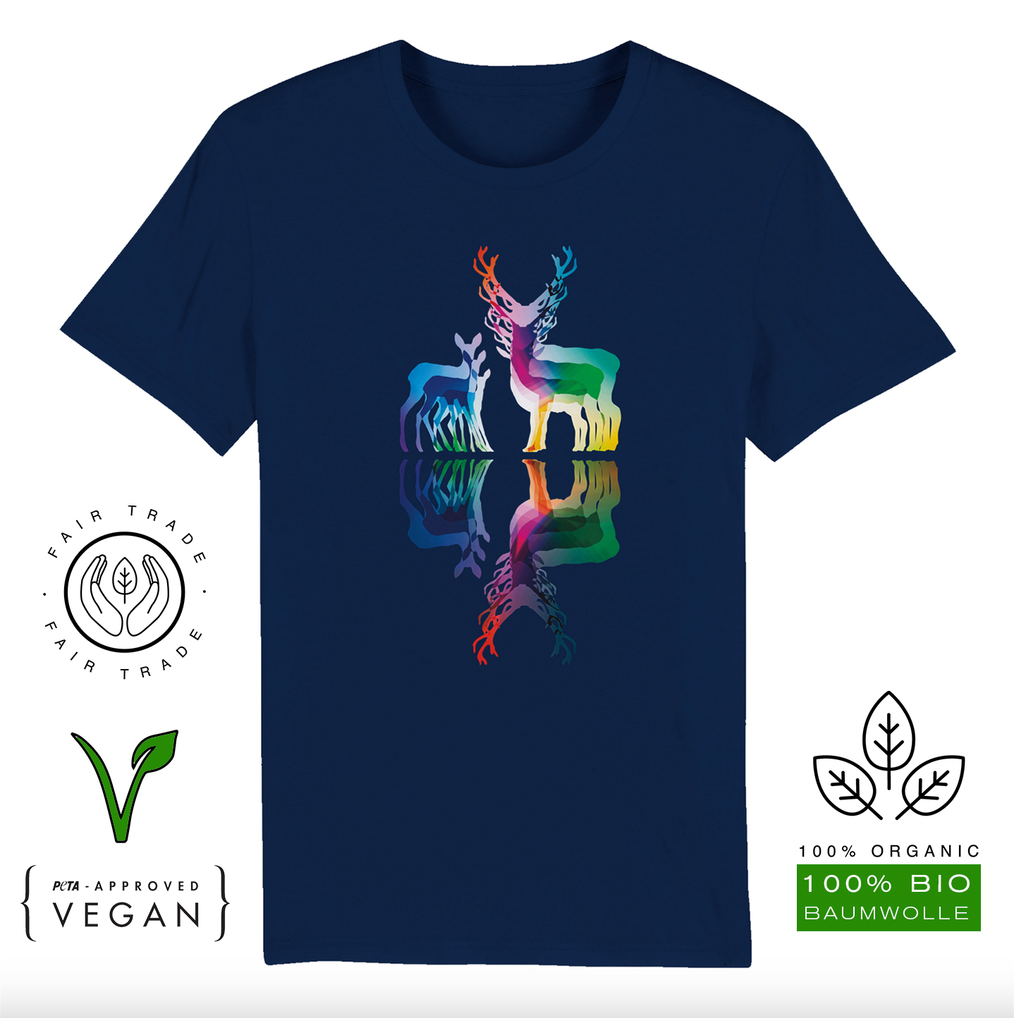 T-Shirt (Bio-Baumwolle, vegan) Partnerschaft blau