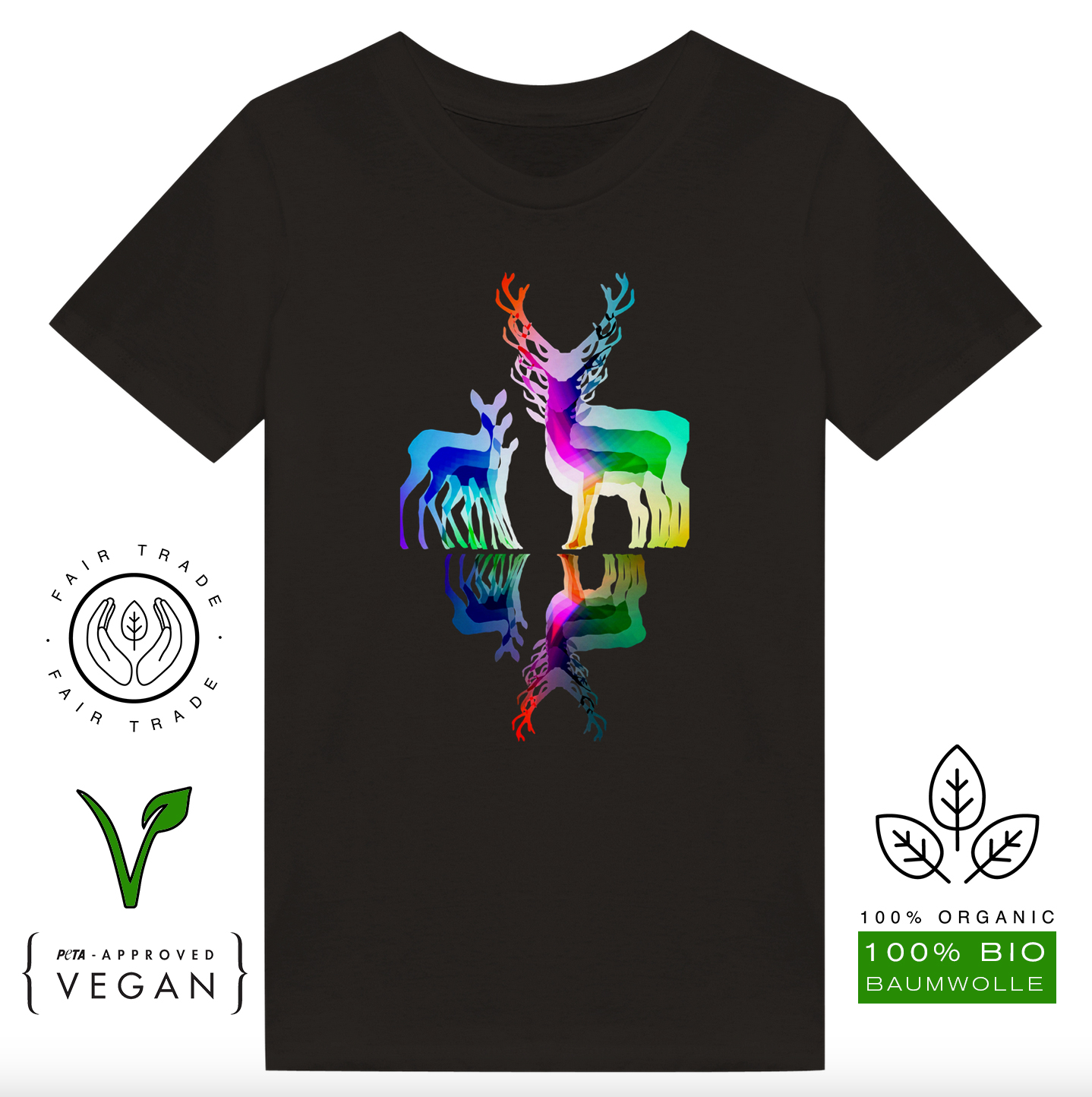 Kinder T-Shirt (Bio-Baumwolle, vegan) Partnerschaft schwarz